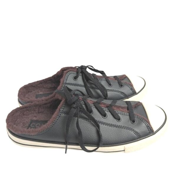 Converse All Star Black Currant Dainty Faux Fur Mules Sneaker Slip Ons Womens 7 - Picture 2 of 8